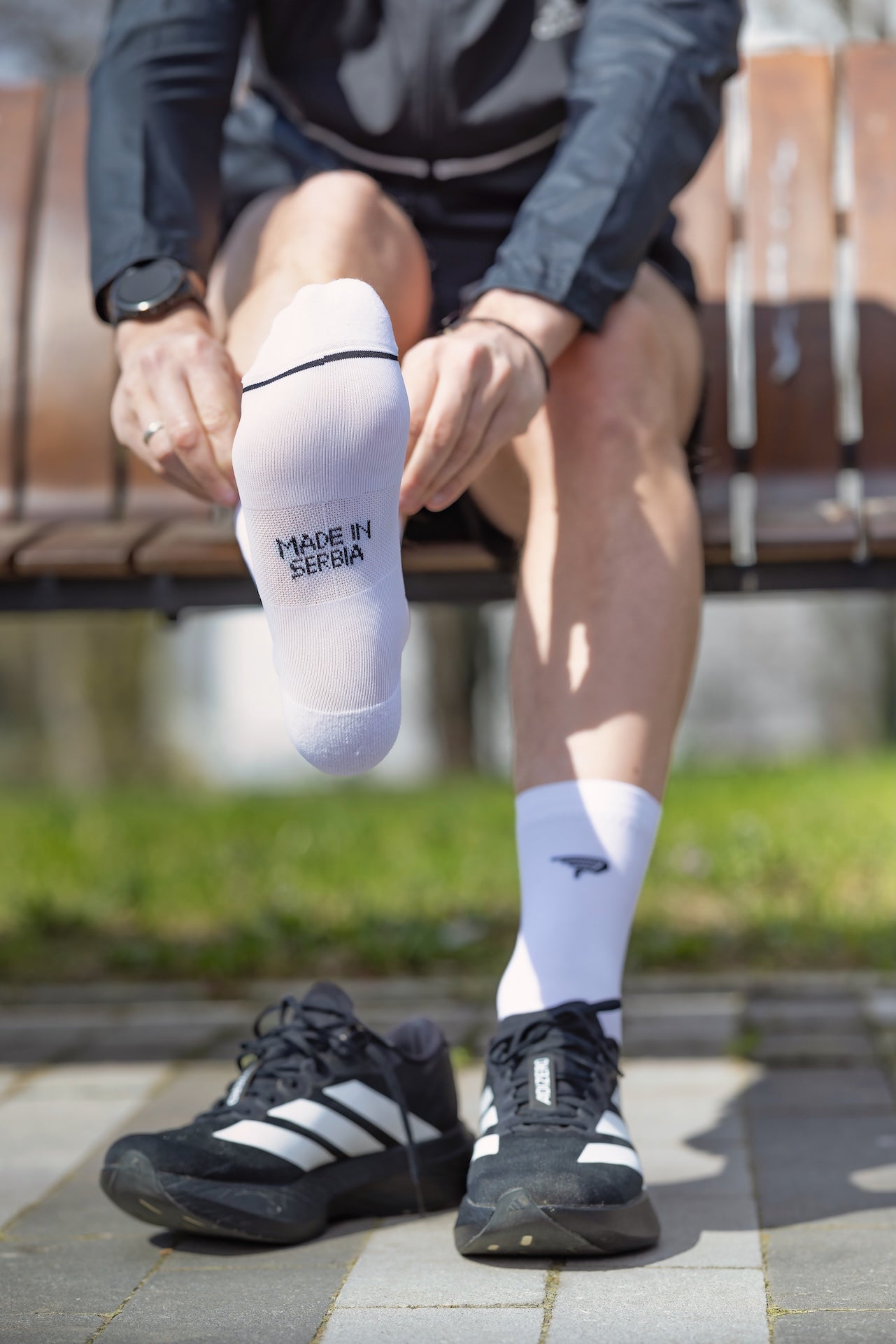 Perun Pure White čarape za trčanje bele minimalističke